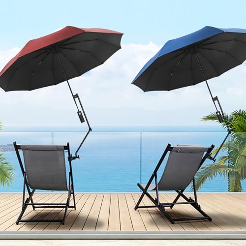 Auto UPF 50+ Beach Umbrella with Adjustable Clamp - Black