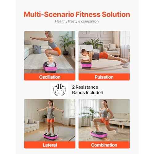 VEVOR Vibration Plate Exercise Machine, Whole Body Shaker for Lymphatic Drainage and Weight Loss, Home Workout Gym Fitness Equipment with 2 Resistance Bands, Vibrating Platform for Women Men
