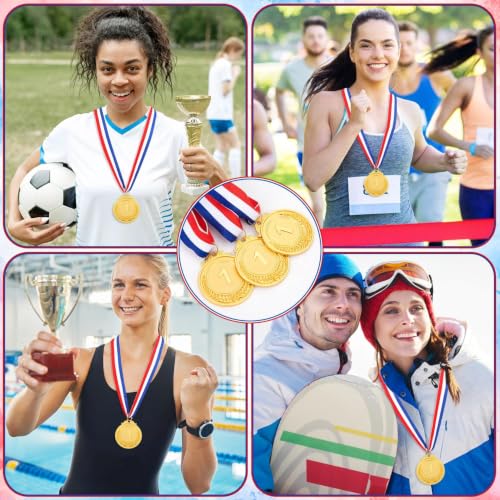 16 Gold Medals for Awards Winner Medal with Ribbon - Party & Sports Decorations