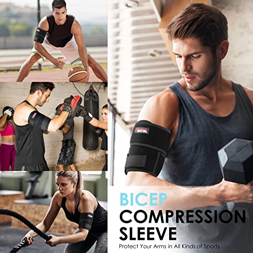 FEATOL Bicep Tendonitis Brace Compression Sleeve Support Black Medium