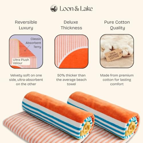 Loon & Lake Luxury Oversized Beach Towel - Beach Sunset (40 x 70 in)