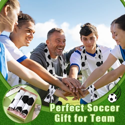 Mini Soccer Cooling Towels 30x9 Inches - Black & White Team Gift Set of 12