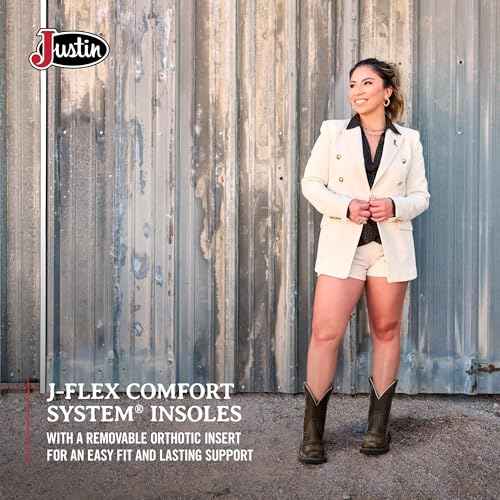 Justin Mandra 8¡± Western Boots for Women - Durable Cowhide Leather Square Toe Cowgirl Boots with Vivid Stitching, J-Flex Comfort & Non-Slip Outsoles
