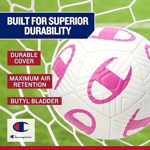 Soccer Ball Size 5 with Pump - Deflated for Easy Shipping - White/Surf the Web - Durable Panels for Kids & Adults