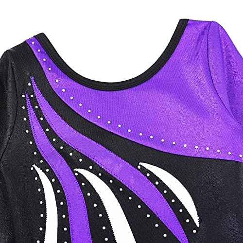 BAOHULU Gymnastics Leotards for Toddler Girls Long Sleeve Sparkle Stripes Tank Biketards Dance Unitards