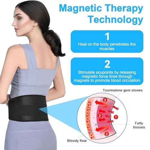 Heated Back Braces, Back Support Belt with Magnet, Self Heating Lower Support Back Braces for Lower Pain Relief, Adjustable Lumbar Support Belt for Herniated Disc,Sciatica,Scoliosis (L)