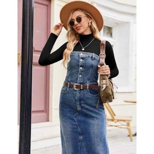 Ekouaer Women Turtleneck Shirt Long Sleeve Layer Tops Basic Ribbed Tees Soft Stretch Thermal Undershirts Lightweight Blouse