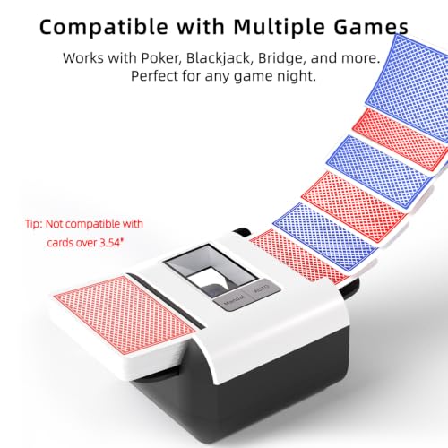 Automatic Card Shuffler for 1-2 Decks - White, Dual Modes & Rechargeable