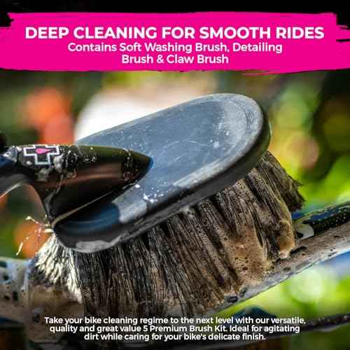 Muc-Off Motorcycle Chain Cleaner + 5x Bike Brush Kit | Motorcycle Chain Degreaser Cleaner with Chain Cleaning Brush Set | Instant Grease Cutting Formula | Easy to Use