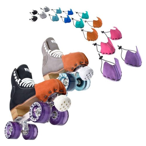 WIFA - Roller Skate Protective Caps - Leather Toe Caps, Guard Protectors w/Rubber Drawstring, Roller Skates, Derby - Black