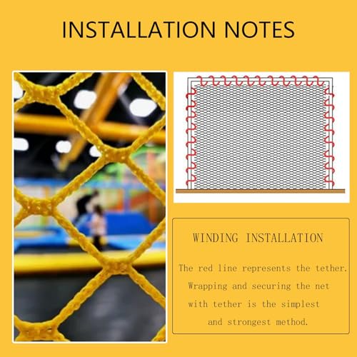 Balcony Safety Netting for Playground Climbing Protection Climbing Cargo Net with 4cm Mesh Knotless Braid (1.5x6m/5x20ft)