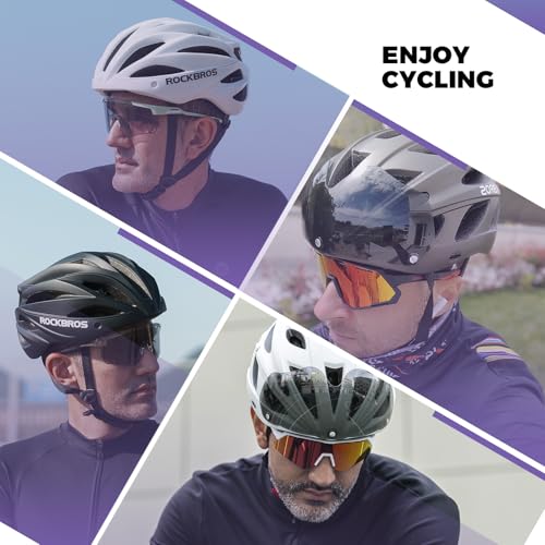 White Adjustable Bike Helmet for Adults with Magnetic Goggles & Sun Visor - 58-65cm
