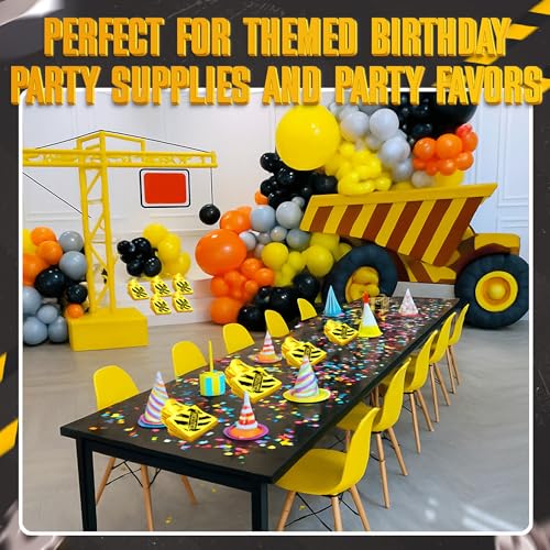 Construction Birthday Party Tote Bags 12-Pack Kids Goodie Gift Bags - Yellow Mini Construction Theme