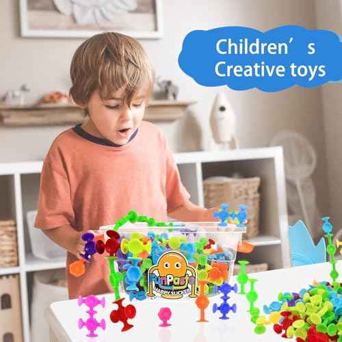 165Pcs Suction Cup Toy Bath Sensory Toys for Kids Genius Suckers Building Toys Party Favor Gift for 3 4 5 6 Year Old Boy Girl Toddler Travel Fidget Window Toy with Storage Organizer