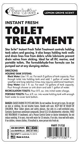 Instant Fresh Toilet Treatment with Lemon Scent - 32oz - Odor & Waste Control for RV & Marine