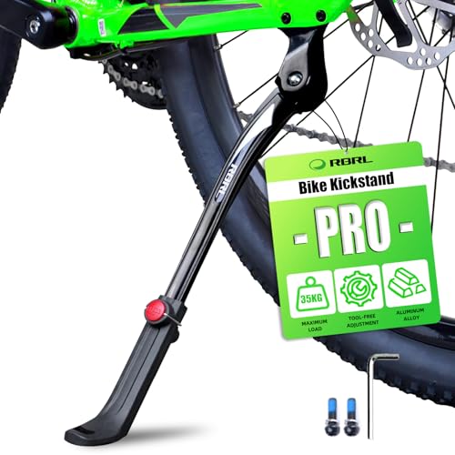 RBRL Bike Kickstand Aluminum Alloy Height Adjustable 24-29 Inch Bikes Capacity 77 lbs