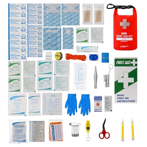 Marine Waterproof First Aid Kit with 100 Supplies for Boats and Water Activities