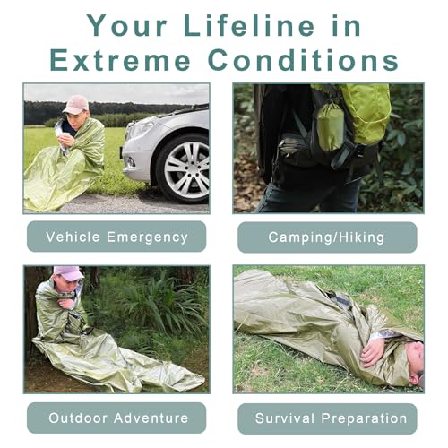 Emergency Sleeping Bag 3 Pack - Thermal Waterproof Mylar Bivy for Adults