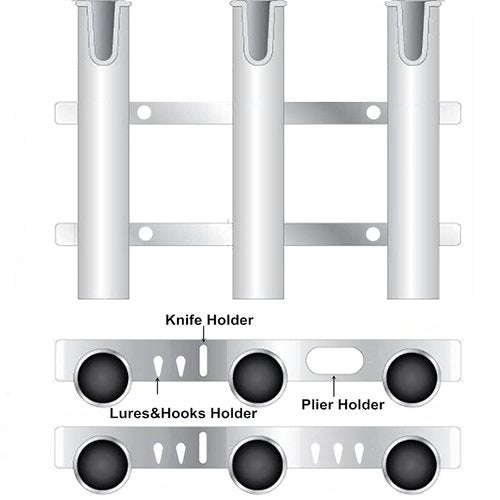 Wall Mounted Fishing Rod Holders Tubes Links Fishing Rod Holder Rack Rests (3-pole-black)