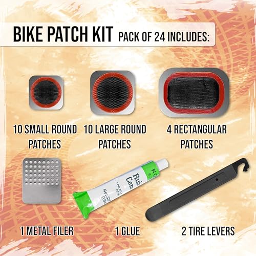 Bike Tire Repair Kit with Patches Levers Glue for MTB & Road Bikes