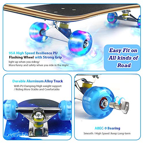 Complete Skateboard for Beginners Kids Boys - Blue