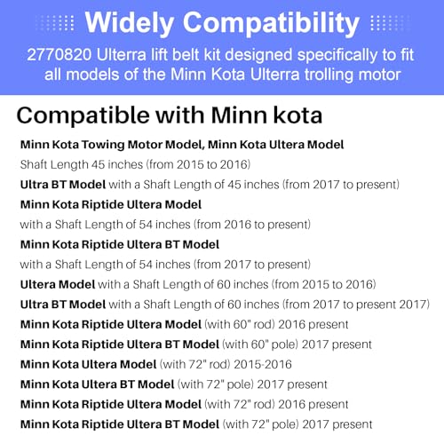Trolling Motor Lift Belt Kit Replacement for Minn Kota Ulterra - High Durability