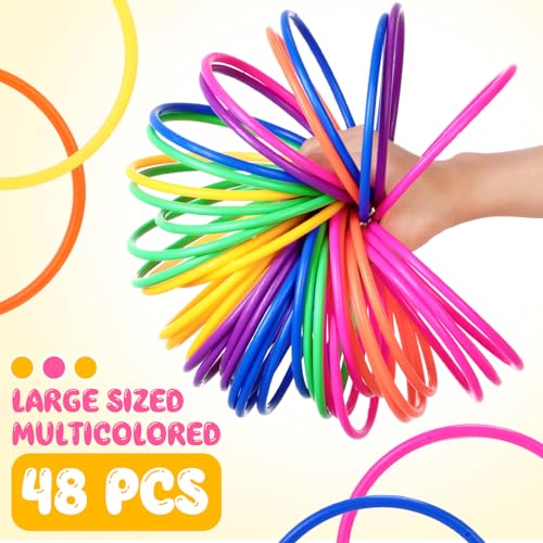 4.7 Inch Plastic Ring Toss Rings Set - 48 Colorful Carnival Game Rings
