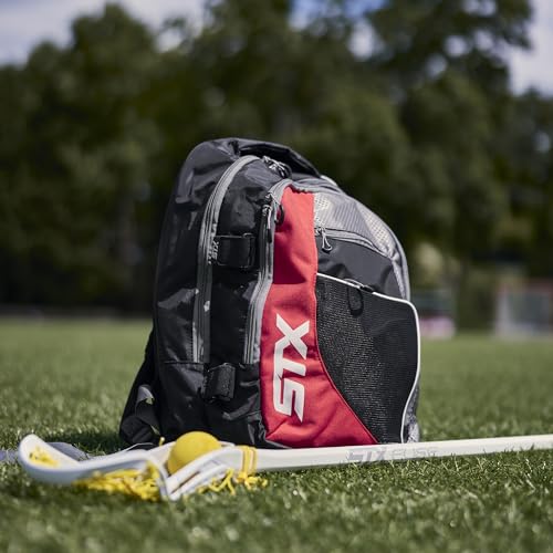 STX Lacrosse Sidewinder Lacrosse Backpack, Black/Red