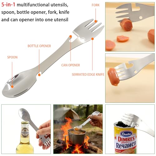 Green Military Canteen Set with Aluminum Cup and Tactical Spork - 1 Quart Water Bottle for Camping Hiking
