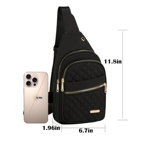 Crossbody Small Sling Backpack Sling Bag for Women Men, Chest Bag Daypack Crossbody for Travel Sport Running Hiking (Black)