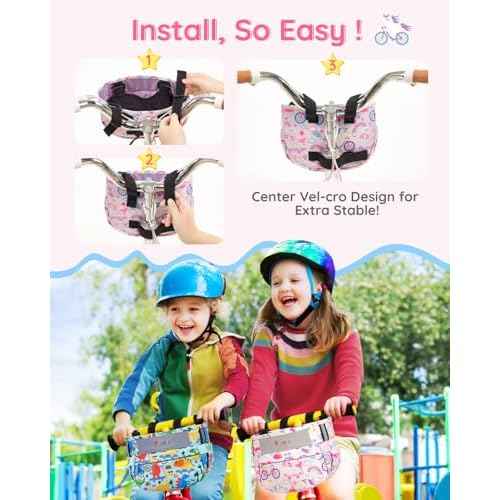 Kids Bike Basket, Bicycle Basket Front Handlebar, Waterproof Cute Fabric Children's Bike Basket, Kids Bike Accessories Fit Most Boys, Girls, Toddlers Bike or Scooter, Easy to Install