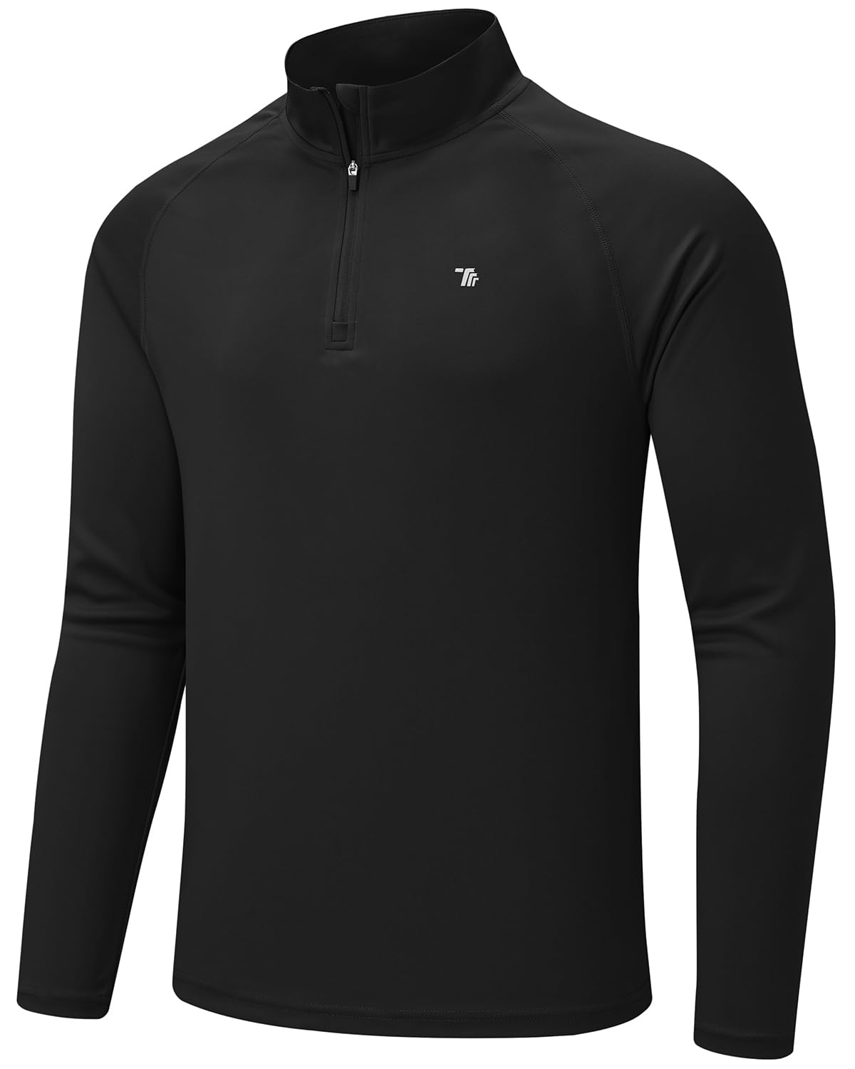 BGOWATU Men's 1/4 Zip Pullover Lightweight Dry Fit Fishing Shirts Long Sleeve Sun Shirts Golf Pullover for Men Black L