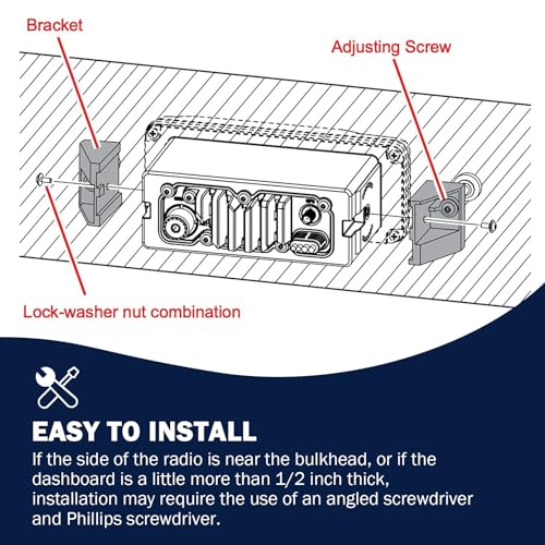 Marine VHF Radio Flush Mount Kit for Most Models - Durable ABS Bracket
