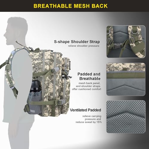 Zavothy Camo Military Tactical Backpack 45L Army Assault Pack for Hiking Camping