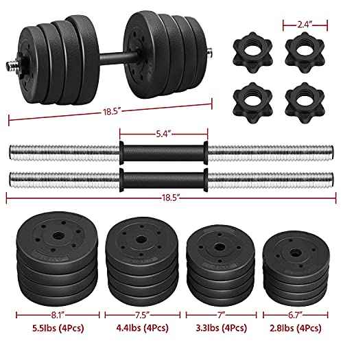 Yaheetech 66LB Weight Dumbbell Set Fitness Adjustable Cap Gym/home Barbell Plates Body Workout for Women and Men Strength Training