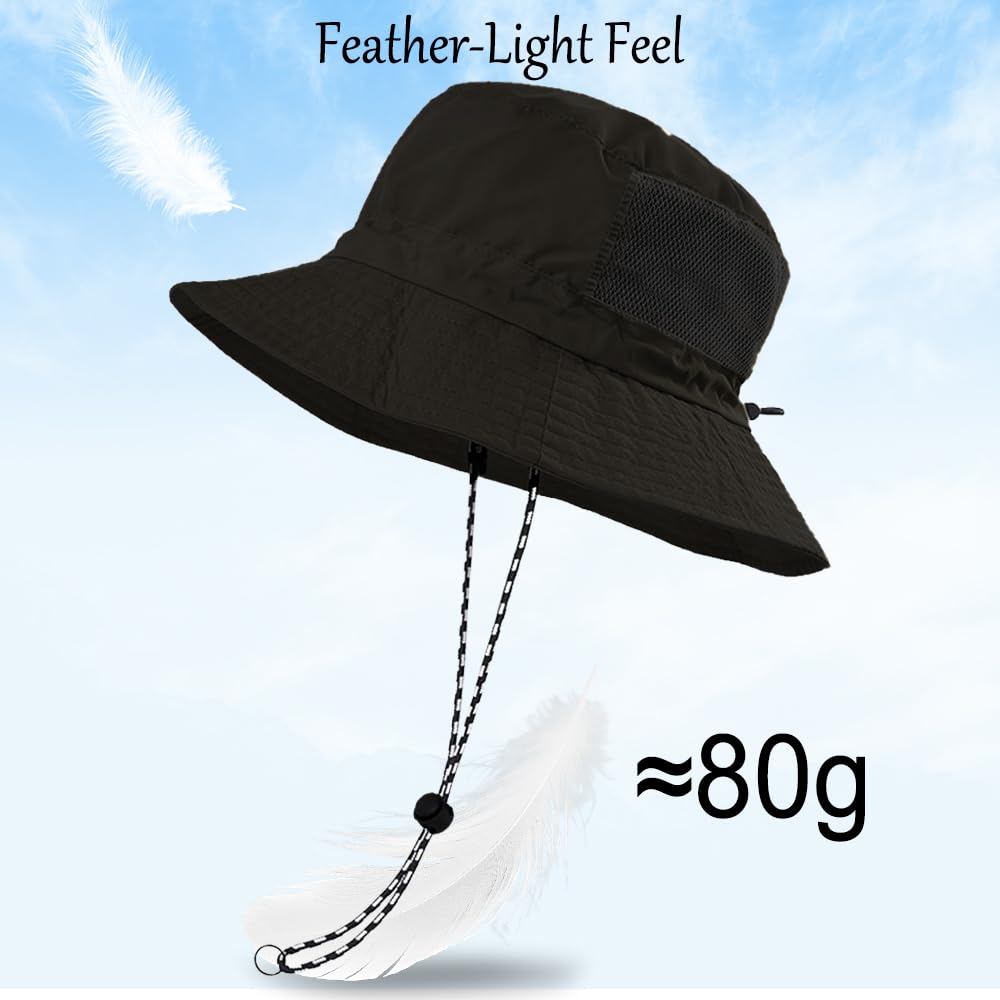 Foldable Bucket Hat UPF 50+ for Men Women - Packable UV Protection Sun Hat Quick Dry for Travel Hiking Beach（B#Balck）