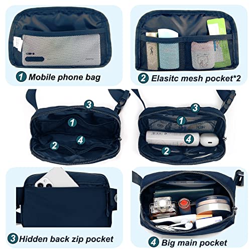 Waterproof Fanny Pack for Women Men - Mini Crossbody Belt Bag with Adjustable Strap Navy Blue