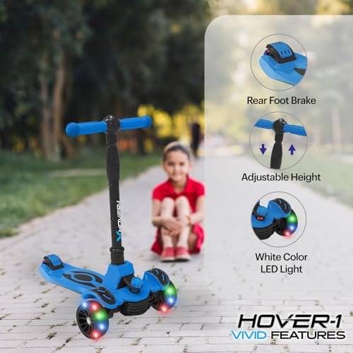 Hover-1 Vivid Folding Kick Scooter for Kids (5+ Year Old) | Features Lean-to-Turn Axle, Solid PU Tires & Slim-Design, 110 LB Max Load Capacity, Safe