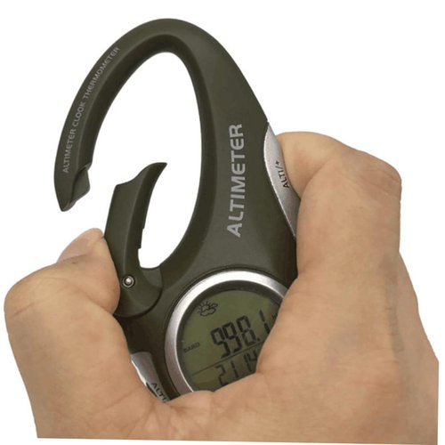 Abaodam Handheld Mountaineering Altimeter with Carabiner Practical Barometer and Thermometer for Simple Design Hiking Enthusiasts
