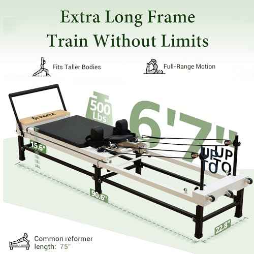 PAETA Pilates Reformer, 91" Foldable Reformer Pilates Machine with Adjustable Reformer Heights, Pilates Equipment with Piano Wire Spings and Jump Boards