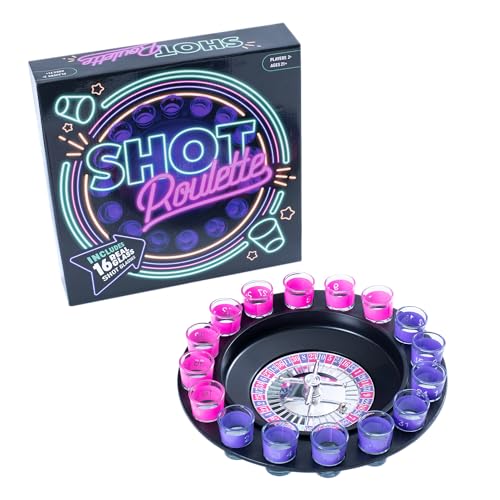 Roulette Party Game with Glass Mini Cups and Spinner Set for Adults