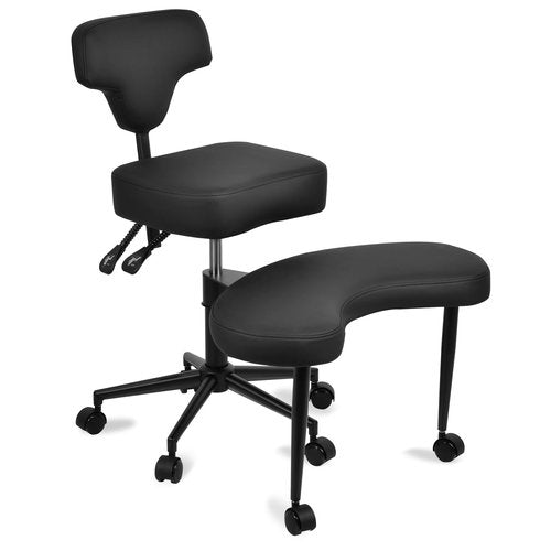 Meditation Chair Plus, Cross Legged Chair with Wheels, ADHD Chair, Criss Cross Desk Chair with Lumbar Support and Adjustable Stool, Flexible Design for Fidgety Sitters, Black