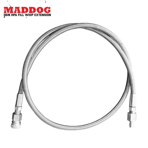 Maddog Paintball Airsoft Fill Whip Hose Extension 4500 Psi PCP - 36 inch Stainless Steel Charging System