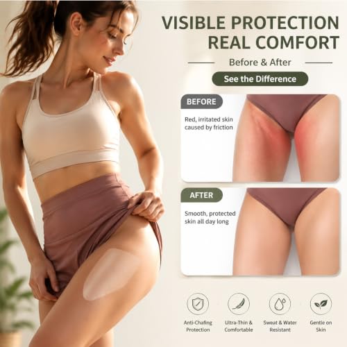 20 Pcs Waterproof Anti Chafing Skin Tape for Thighs & Legs Discreet & Reusable