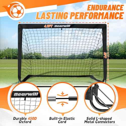 Bearwill Soccer Goal, Kids Soccer Goals for Backyard Set of 2, 4x3ft Portable Soccer Goal Pop Up Soccer Net, Kids Soccer Net Training Equipment with Soccer Ball, Ladder, Cones, Targets