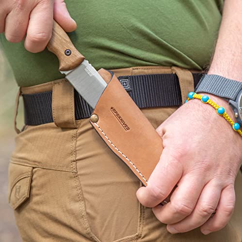 HK4 Fixed-Blade Carbon Steel Knife with Leather Sheath - Camping & Survival Utility Knife