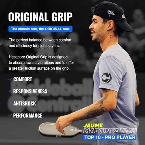 Pickleball Paddle Grip - 5.25in - Regular Feel - Supports Tennis Elbow, Enhances Grip Strength, Reduces Vibration with Finger Support and Anti-Sweat Design