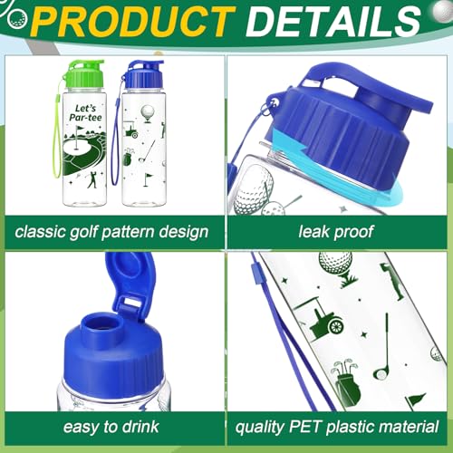 Blue Green Golf Water Bottles 20 Pcs Bulk Sports Drink Cups with Leak-Proof Lids