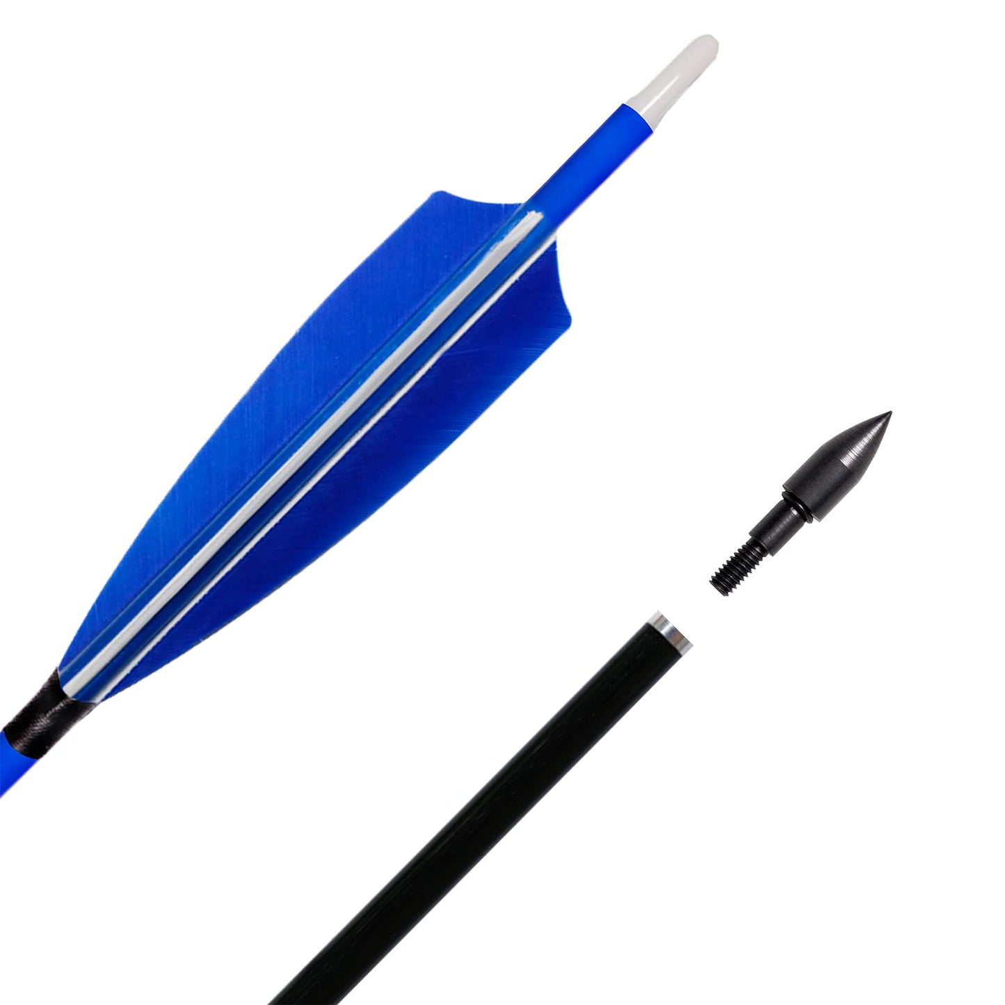 ARCHERY SHARLY 31Inch Carbon Hunting Arrow for Compound & Recurve Bow, Turkey Feather Fletching Targeting Practice Arrows with Removable Tips Blue White (Pack of 6)