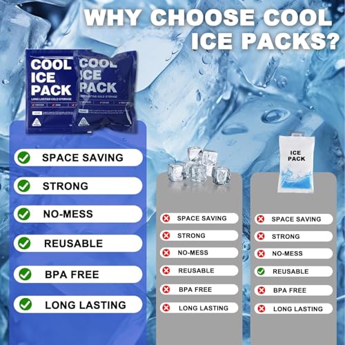 24 Pcs Slim 4x5 Inch Reusable Cold Packs for Coolers & Food Shipping